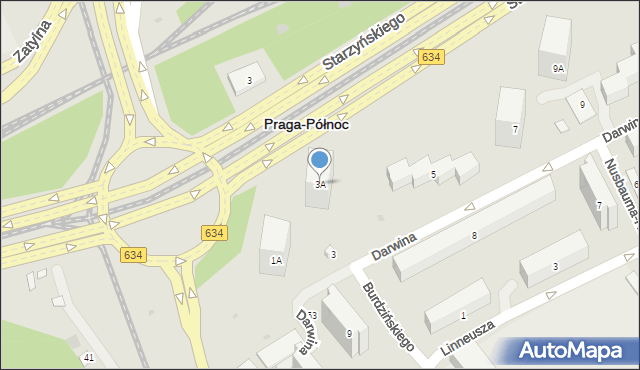 Warszawa, Darwina Karola, 3A, mapa Warszawy