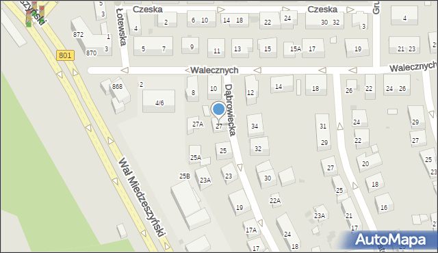 Warszawa, Dąbrowiecka, 27, mapa Warszawy