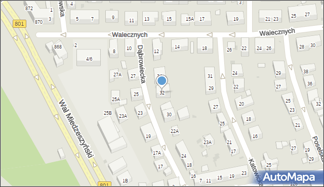 Warszawa, Dąbrowiecka, 32, mapa Warszawy