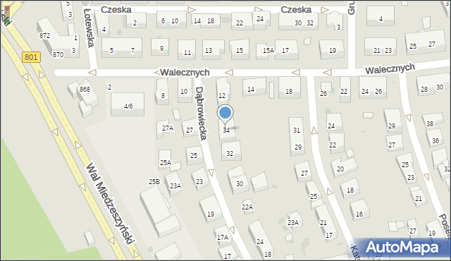 Warszawa, Dąbrowiecka, 34, mapa Warszawy