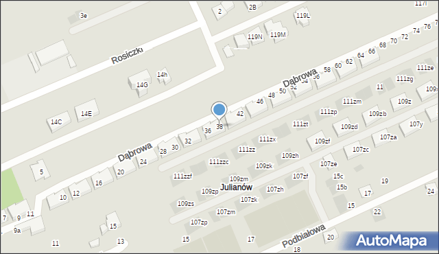 Warszawa, Dąbrowa, 38, mapa Warszawy