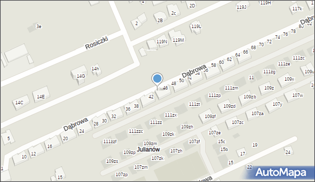 Warszawa, Dąbrowa, 44, mapa Warszawy