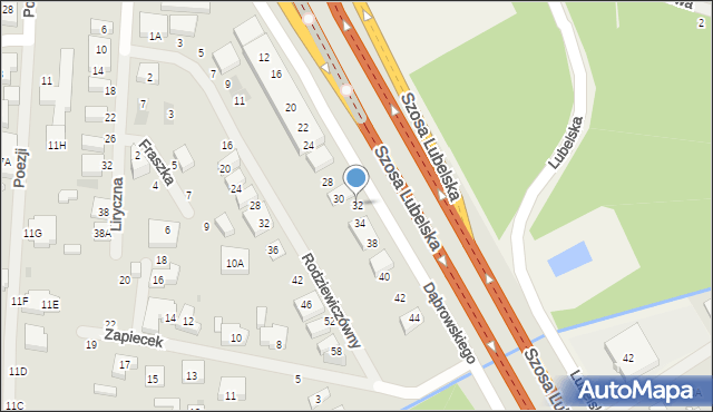 Warszawa, Dąbrowskiego Kazimierza, 32, mapa Warszawy