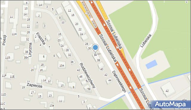 Warszawa, Dąbrowskiego Kazimierza, 34, mapa Warszawy