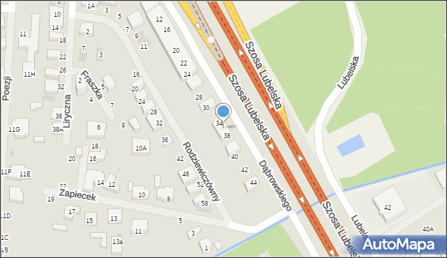 Warszawa, Dąbrowskiego Kazimierza, 36, mapa Warszawy