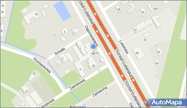 Warszawa, Dąbrowskiego Kazimierza, 60, mapa Warszawy