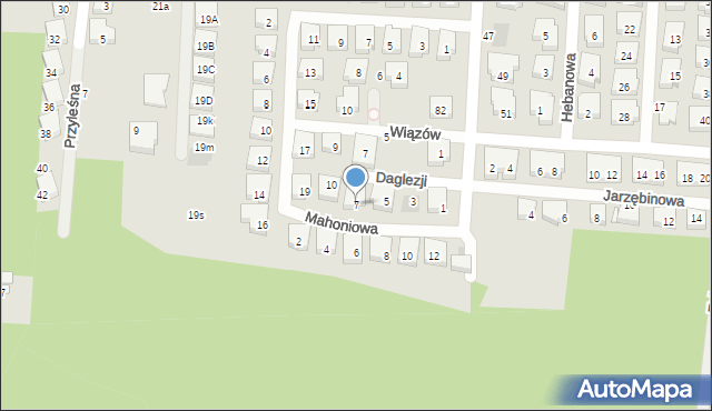 Warszawa, Daglezji, 7, mapa Warszawy