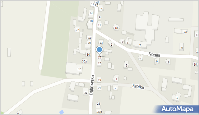 Wiele, Dąbrowska, 15, mapa Wiele