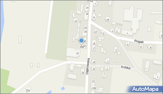 Wiele, Dąbrowska, 30a, mapa Wiele