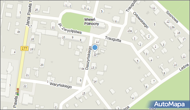 Wieleń, Daszyńskiego, 12, mapa Wieleń
