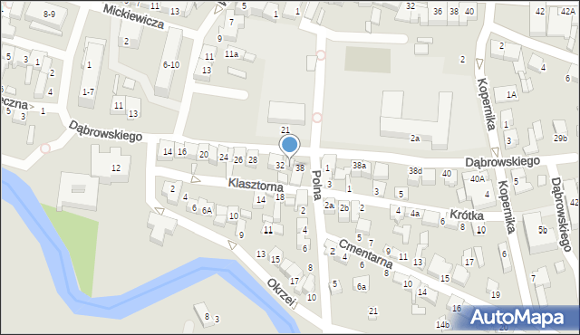 Wieruszów, Dąbrowskiego Jarosława, gen., 36, mapa Wieruszów