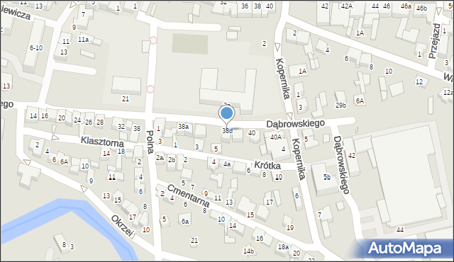 Wieruszów, Dąbrowskiego Jarosława, gen., 38d, mapa Wieruszów