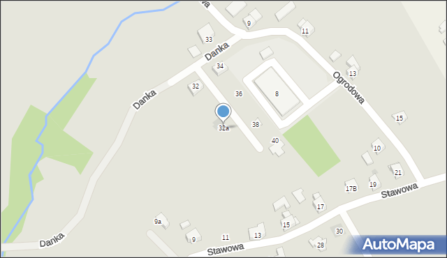 Wilamowice, Danka Kazimierza, 32a, mapa Wilamowice