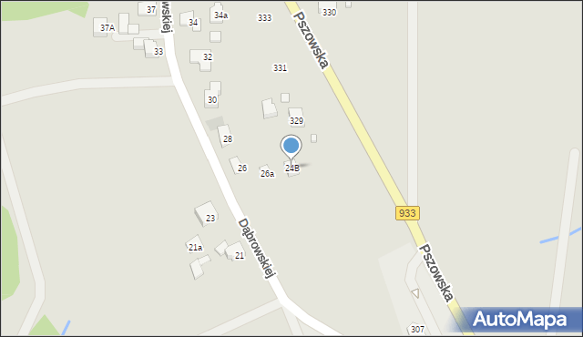 Wodzisław Śląski, Dąbrowskiej Marii, 24B, mapa Wodzisławia Śląskiego