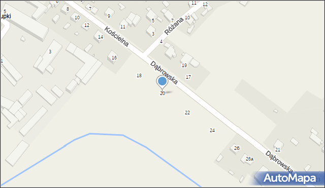 Wojkowice Kościelne, Dąbrowska, 20, mapa Wojkowice Kościelne