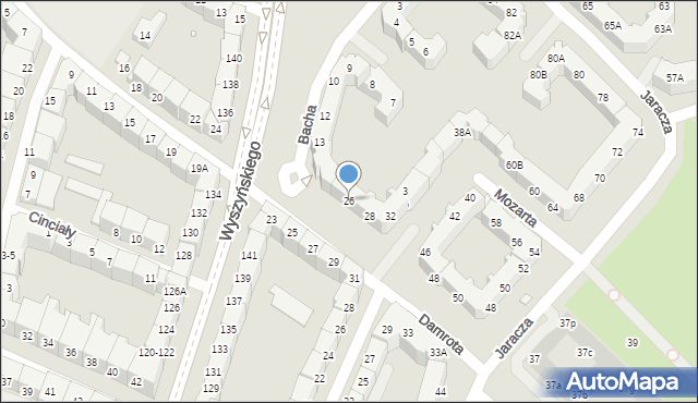 Wrocław, Damrota Konstantego, ks., 26, mapa Wrocławia
