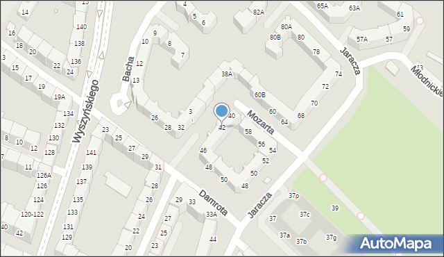 Wrocław, Damrota Konstantego, ks., 42, mapa Wrocławia