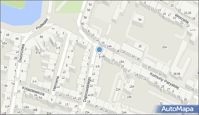 Wrocław, Dąbrowskiego Henryka, gen., 2, mapa Wrocławia