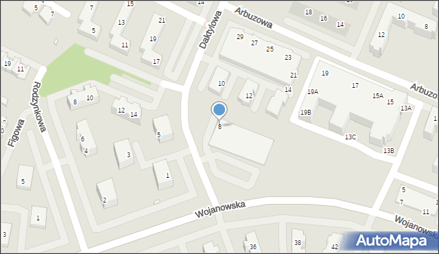 Wrocław, Daktylowa, 8, mapa Wrocławia