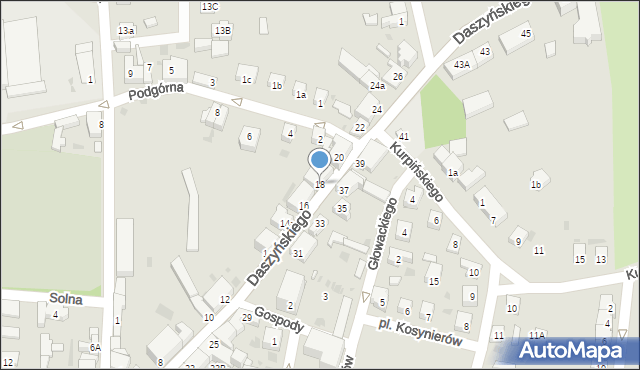 Wschowa, Daszyńskiego, 18, mapa Wschowa