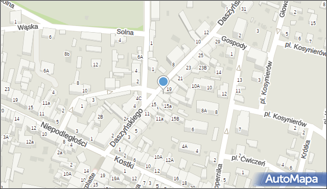 Wschowa, Daszyńskiego, 19a, mapa Wschowa