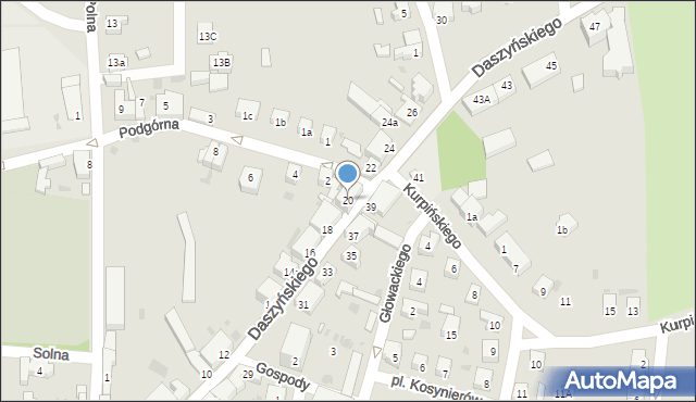 Wschowa, Daszyńskiego, 20, mapa Wschowa