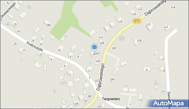 Żabno, Dąbrowskiego, 107, mapa Żabno