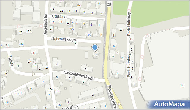 Zabrze, Dąbrowskiego Jarosława, gen., 2, mapa Zabrza