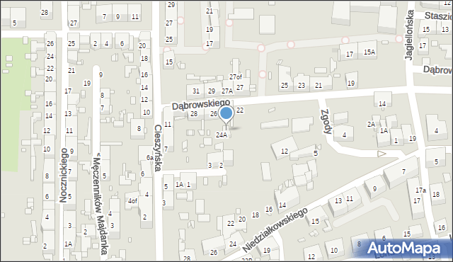 Zabrze, Dąbrowskiego Jarosława, gen., 24of, mapa Zabrza