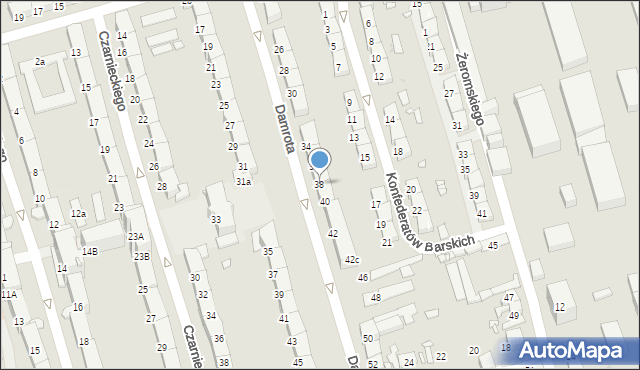 Zabrze, Damrota Konstantego, ks., 38, mapa Zabrza
