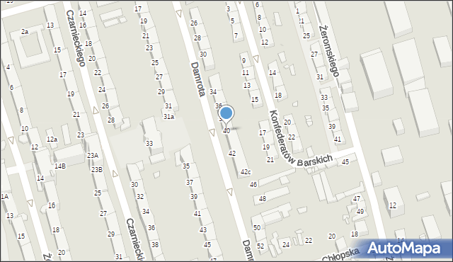 Zabrze, Damrota Konstantego, ks., 40, mapa Zabrza