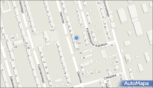 Zabrze, Damrota Konstantego, ks., 42b, mapa Zabrza