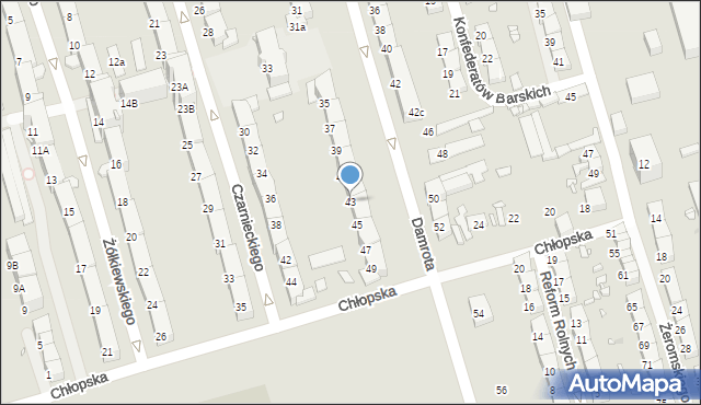 Zabrze, Damrota Konstantego, ks., 43, mapa Zabrza