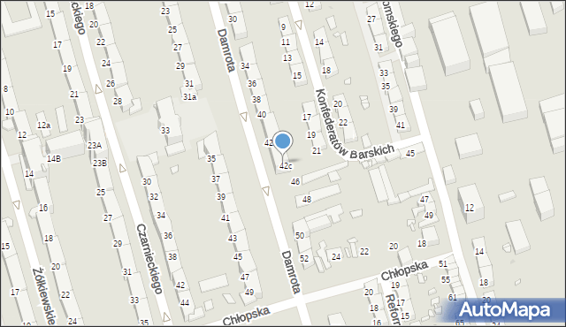 Zabrze, Damrota Konstantego, ks., 44, mapa Zabrza