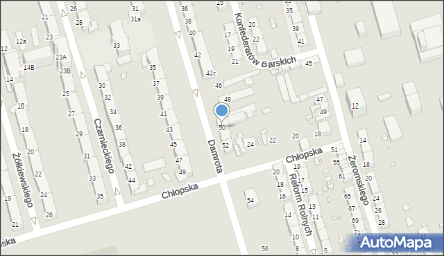 Zabrze, Damrota Konstantego, ks., 50, mapa Zabrza