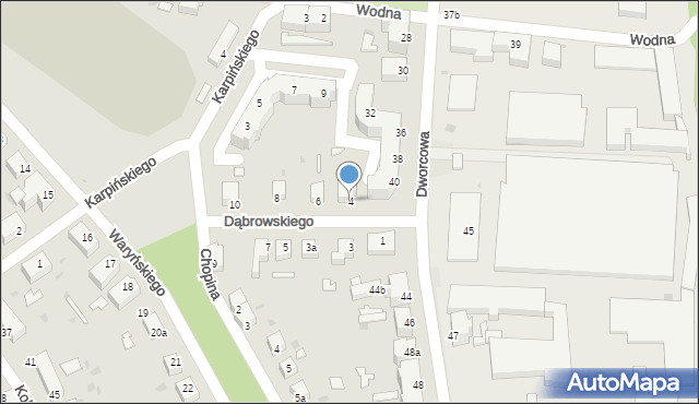 Żagań, Dąbrowskiego, 4, mapa Żagań