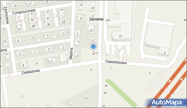 Zamienie, Dawidowska, 11, mapa Zamienie