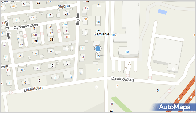 Zamienie, Dawidowska, 13, mapa Zamienie
