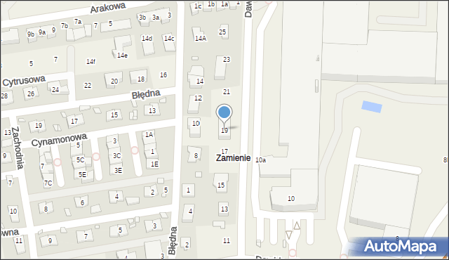 Zamienie, Dawidowska, 19, mapa Zamienie