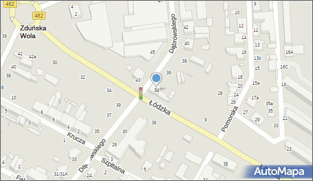 Zduńska Wola, Dąbrowskiego Jarosława, gen., 34, mapa Zduńska Wola