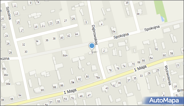 Zielona, Dąbrowskiej Marii, 3, mapa Zielona