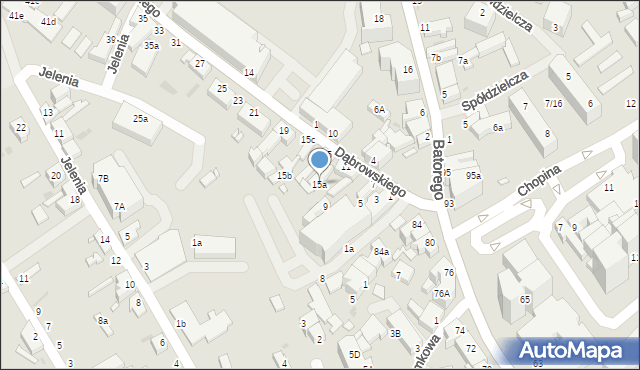 Zielona Góra, Dąbrowskiego Jarosława, gen., 15a, mapa Zielona Góra
