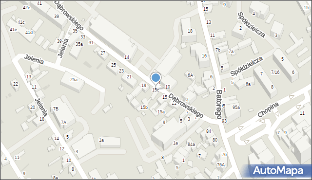 Zielona Góra, Dąbrowskiego Jarosława, gen., 15c, mapa Zielona Góra