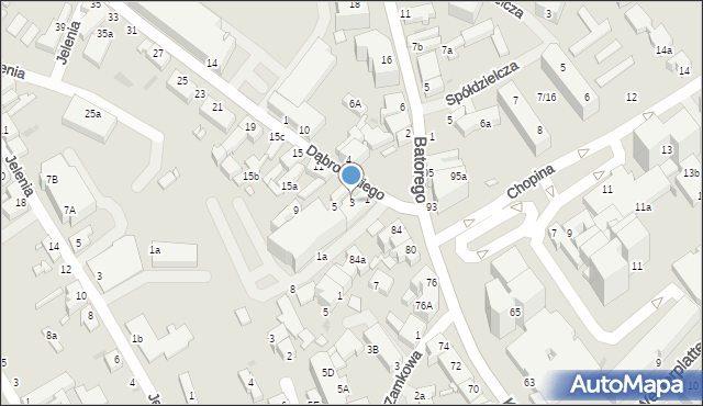 Zielona Góra, Dąbrowskiego Jarosława, gen., 3, mapa Zielona Góra