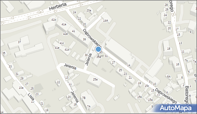 Zielona Góra, Dąbrowskiego Jarosława, gen., 35a, mapa Zielona Góra