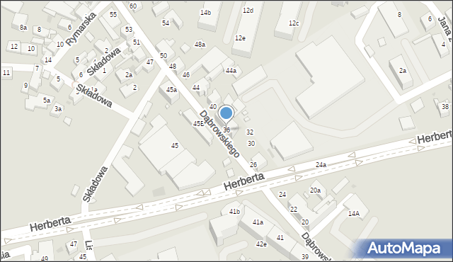 Zielona Góra, Dąbrowskiego Jarosława, gen., 36, mapa Zielona Góra