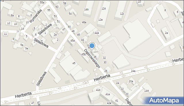 Zielona Góra, Dąbrowskiego Jarosława, gen., 38, mapa Zielona Góra