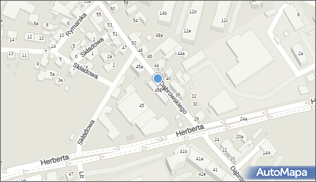 Zielona Góra, Dąbrowskiego Jarosława, gen., 45B, mapa Zielona Góra