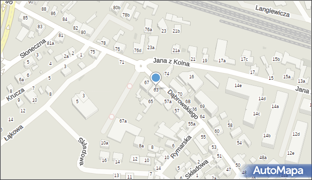 Zielona Góra, Dąbrowskiego Jarosława, gen., 63, mapa Zielona Góra