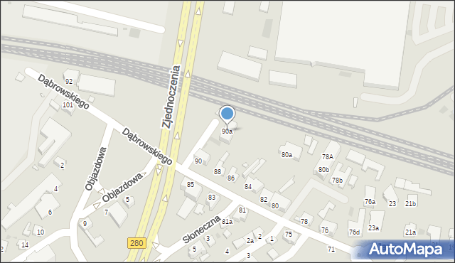Zielona Góra, Dąbrowskiego Jarosława, gen., 90a, mapa Zielona Góra
